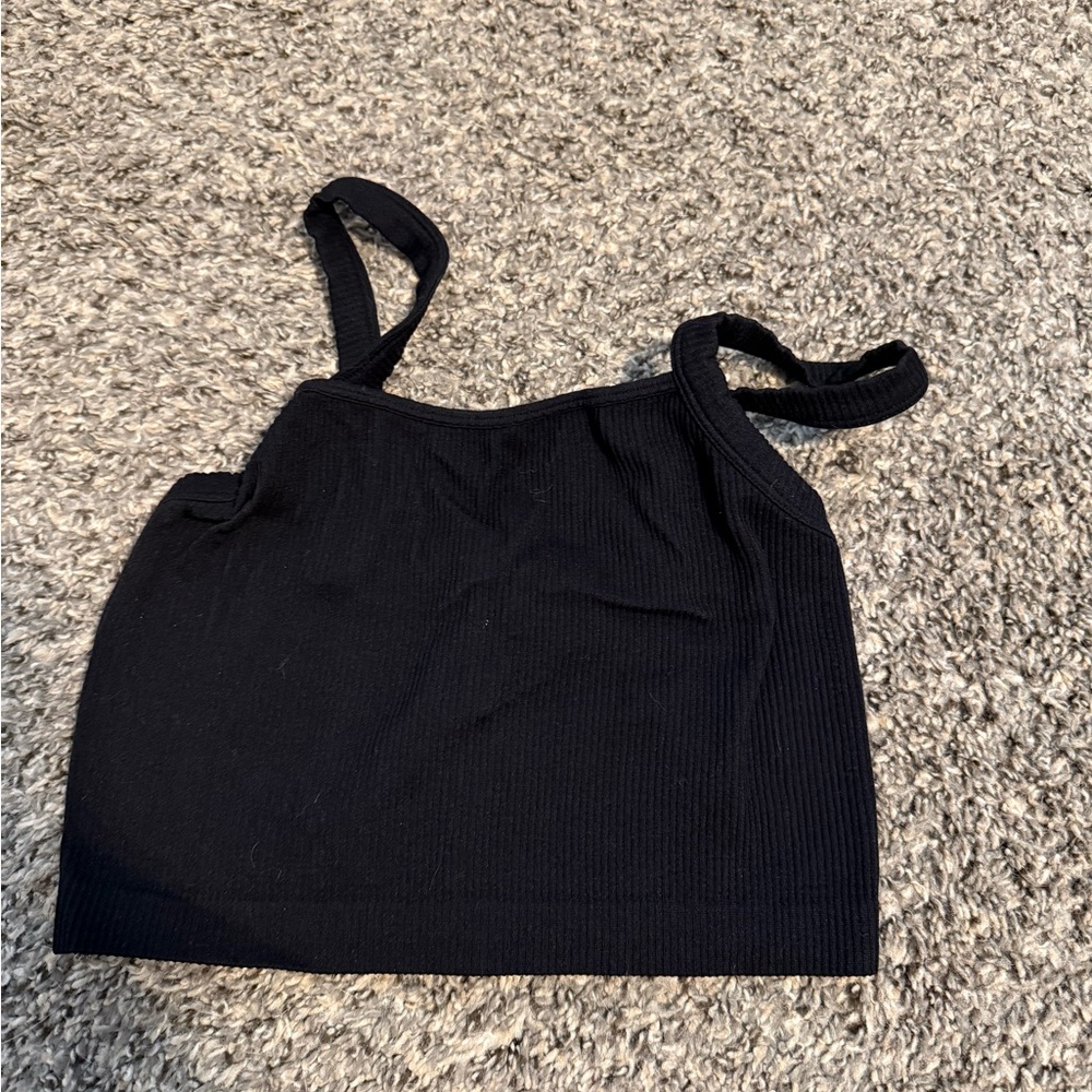Colsie Black Ribbed Crop Top